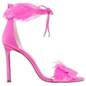 Nina - Dianne Ultra Pink Satin Feather - Zip Stilleto Dress Sandal